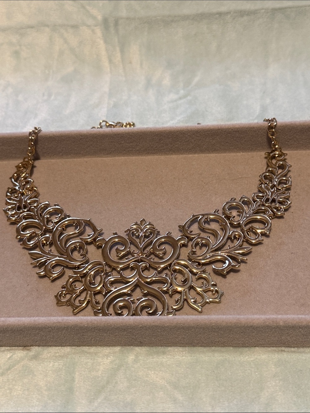 Ornate Gold Filigree Collar Necklace - Women’s Statement Jewelry